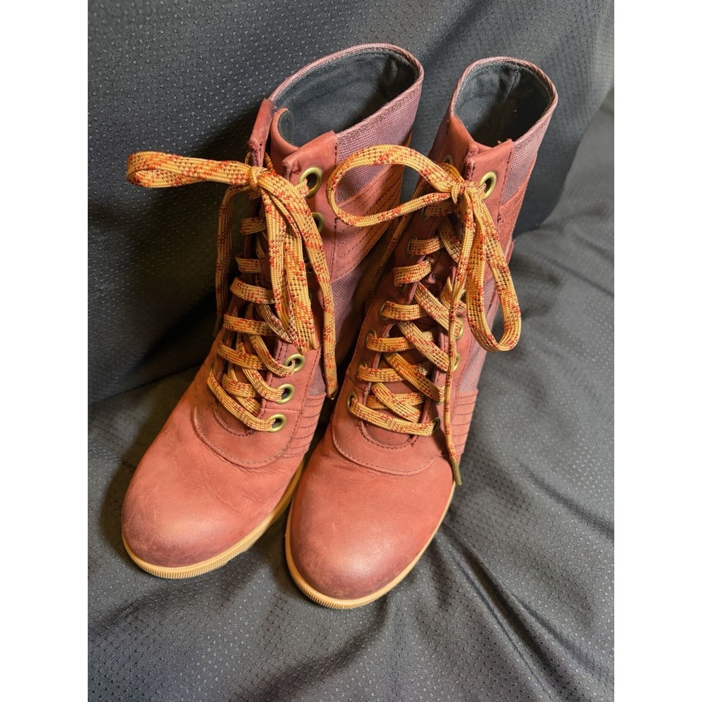 SOREL Hidden Wedge Boot~Joan Arctic Lexi Lace Up Waterproof ~US 8~Rose Leather - Picture 9 of 16